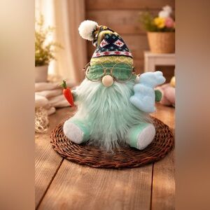 Mint Green Handmade Easter Gnome Decor Spring Whimsical Unique Bunny